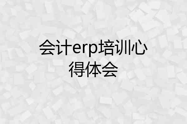 会计erp培训心得体会
