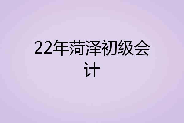 22年菏泽初级会计