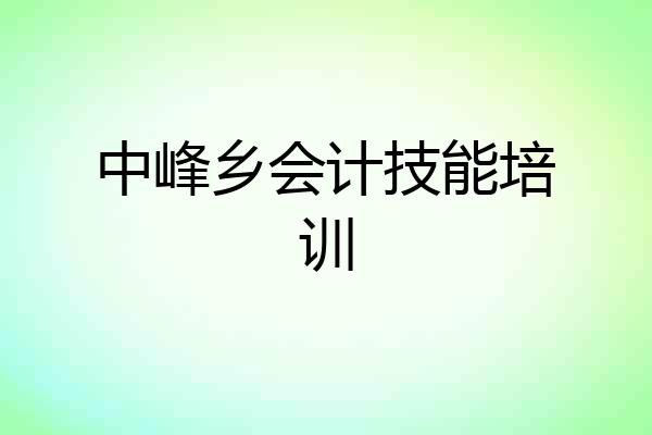 中峰乡会计技能培训