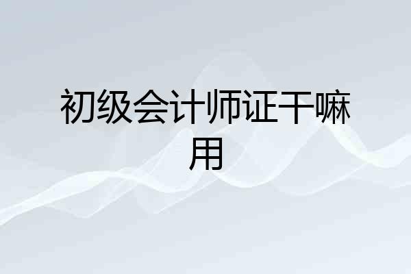 初级会计师证干嘛用