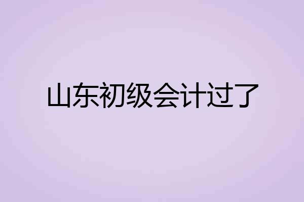山东初级会计过了