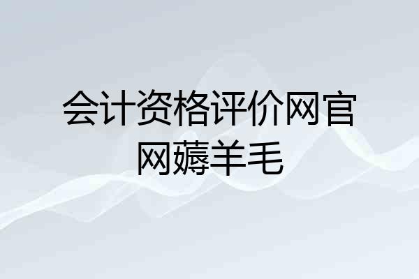 会计资格评价网官网薅羊毛