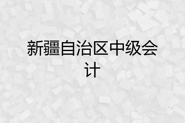 新疆自治区中级会计