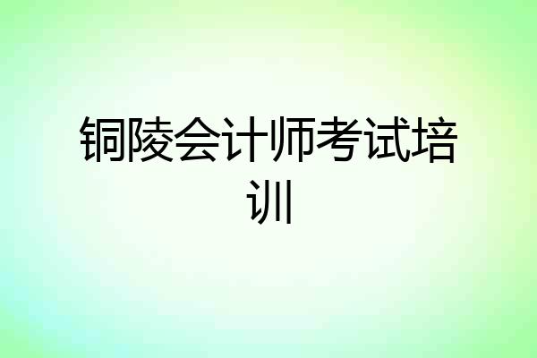 铜陵会计师考试培训