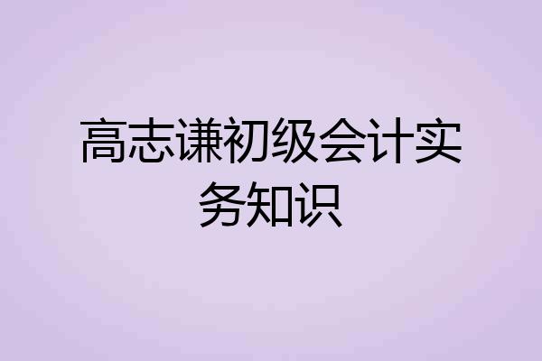高志谦初级会计实务知识