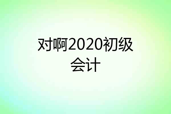 对啊2020初级会计
