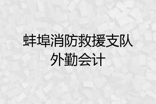 蚌埠消防救援支队外勤会计