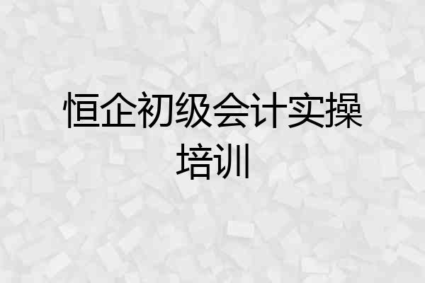 恒企初级会计实操培训
