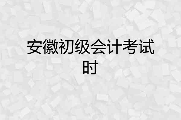 安徽初级会计考试时