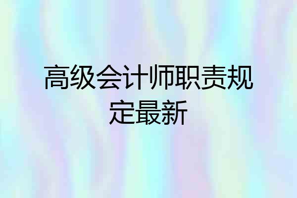 高级会计师职责规定最新