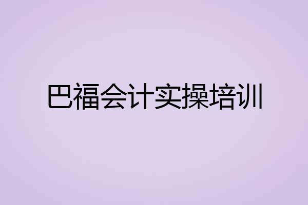 巴福会计实操培训
