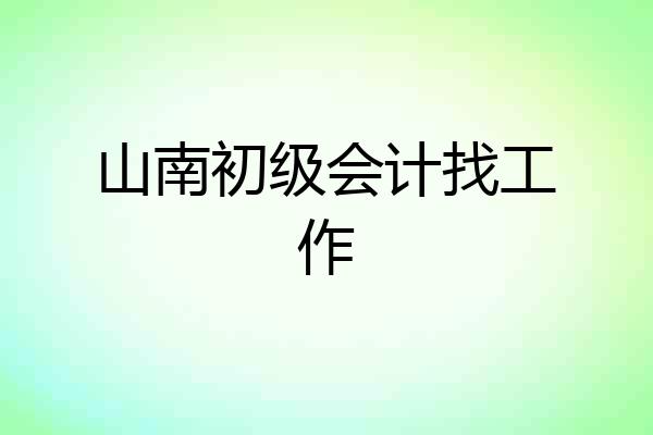 山南初级会计找工作