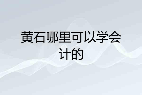 黄石哪里可以学会计的