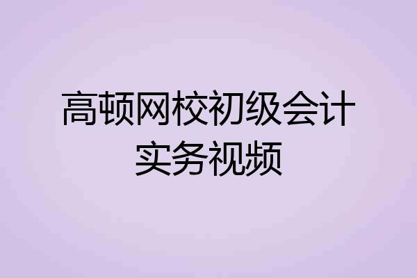 高顿网校初级会计实务视频