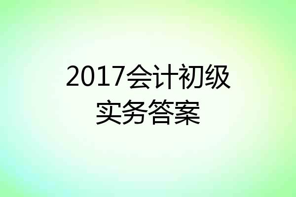 2017会计初级实务答案
