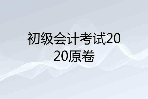 初级会计考试2020原卷