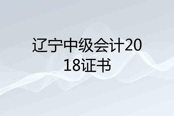 辽宁中级会计2018证书