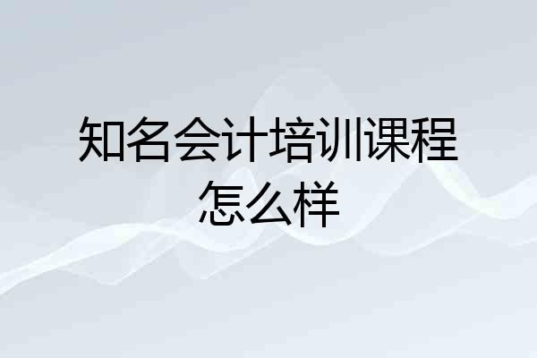 知名会计培训课程怎么样