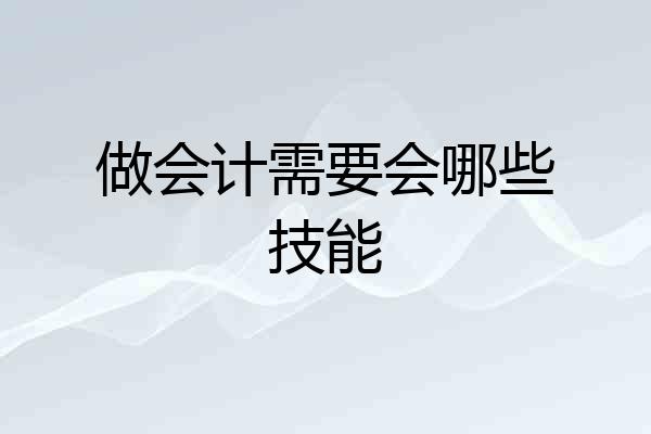 做会计需要会哪些技能