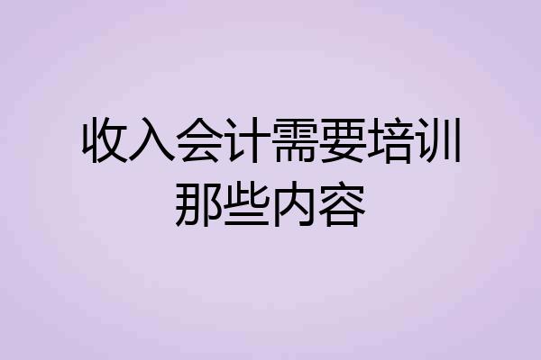 收入会计需要培训那些内容