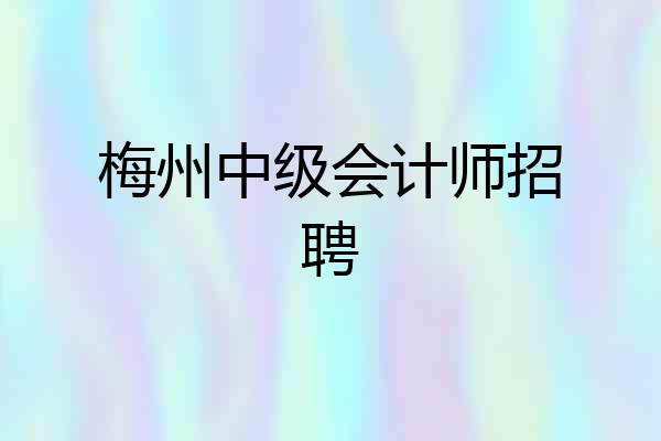 梅州中级会计师招聘