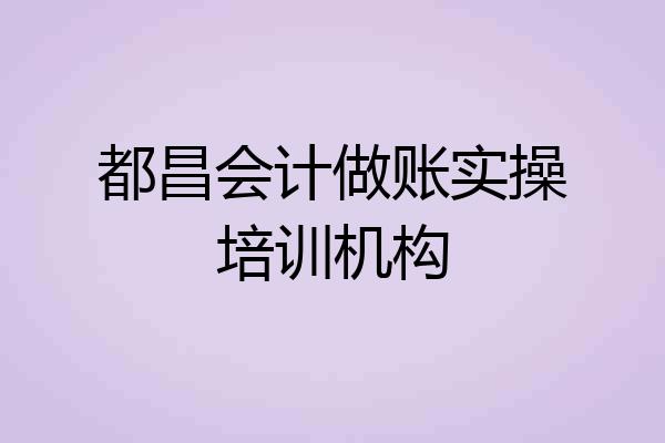 都昌会计做账实操培训机构