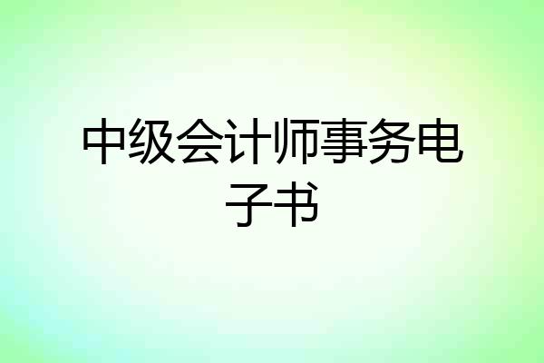 中级会计师事务电子书