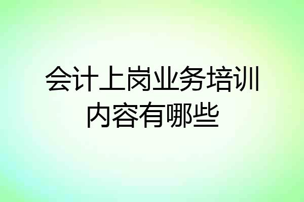 会计上岗业务培训内容有哪些
