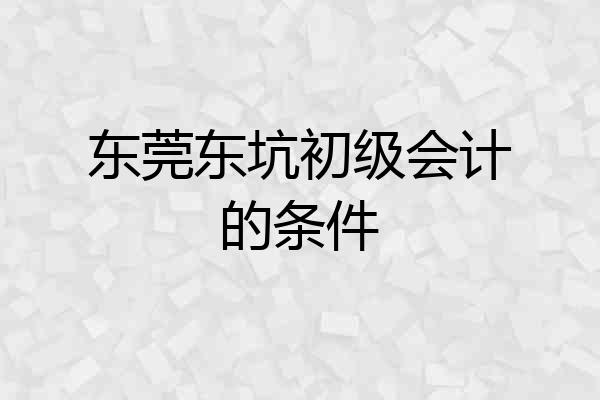东莞东坑初级会计的条件