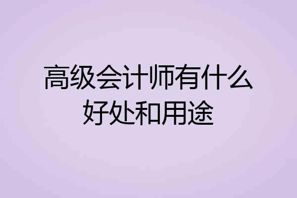 高级会计师有什么好处和用途