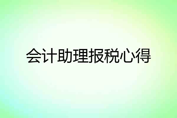 会计助理报税心得