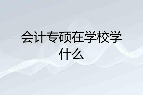 会计专硕在学校学什么