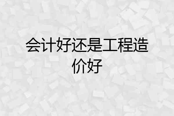 会计好还是工程造价好