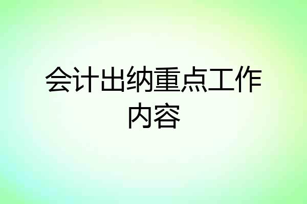 会计出纳重点工作内容