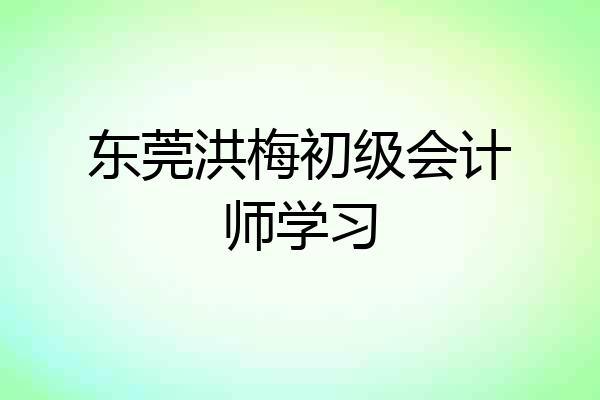 东莞洪梅初级会计师学习