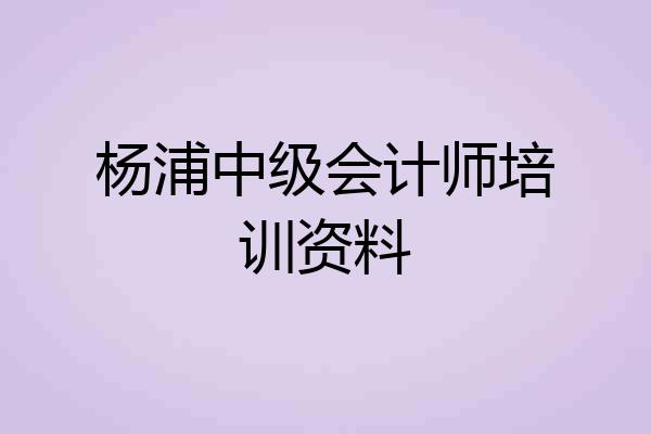 杨浦中级会计师培训资料
