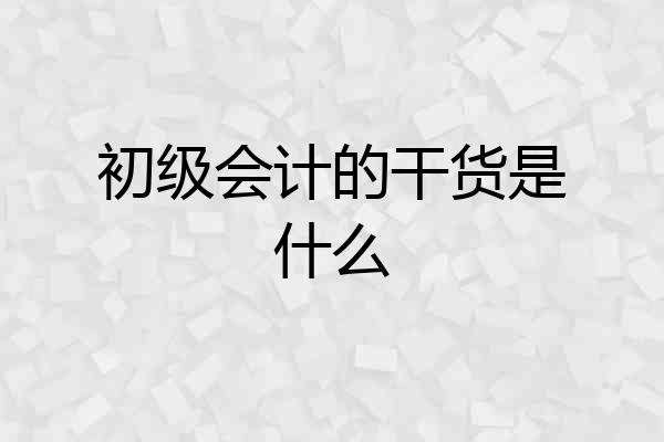 初级会计的干货是什么