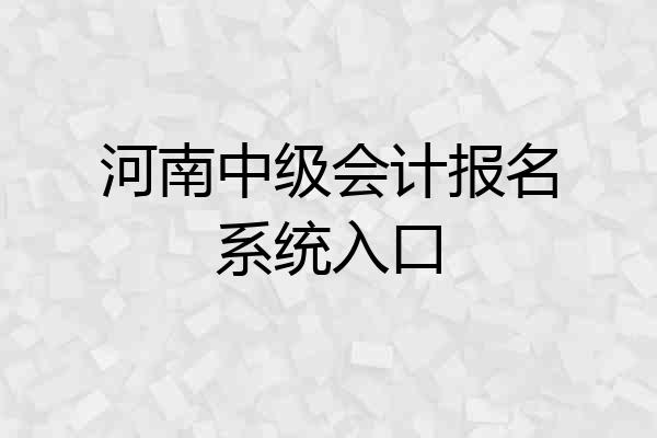 河南中级会计报名系统入口