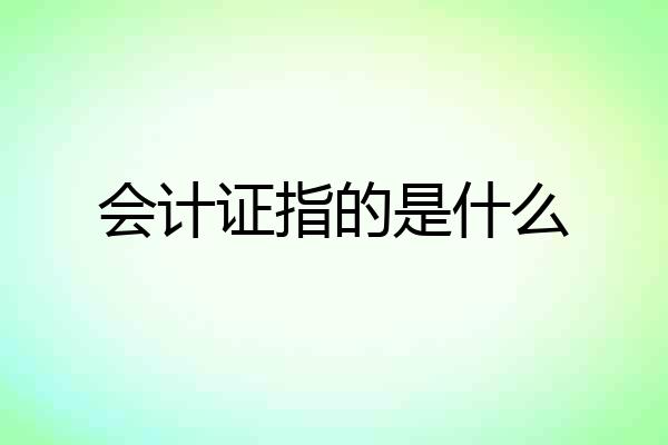 会计证指的是什么