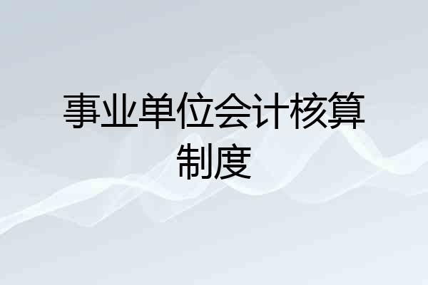 事业单位会计核算制度