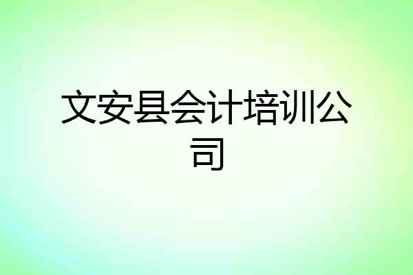 文安县会计培训公司