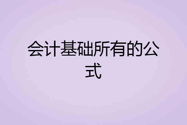 会计基础所有的公式