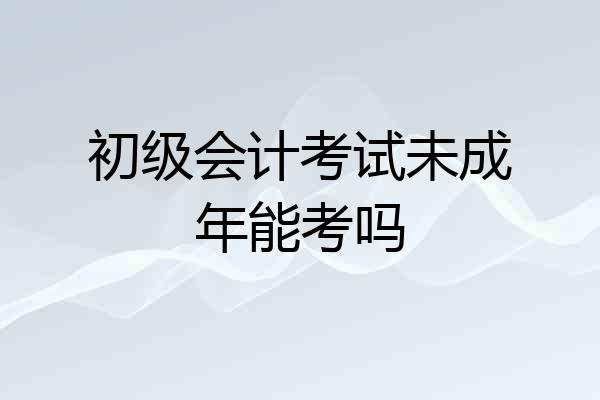 初级会计考试未成年能考吗