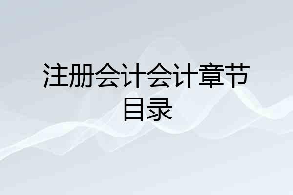 注册会计会计章节目录