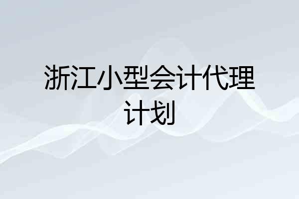 浙江小型会计代理计划