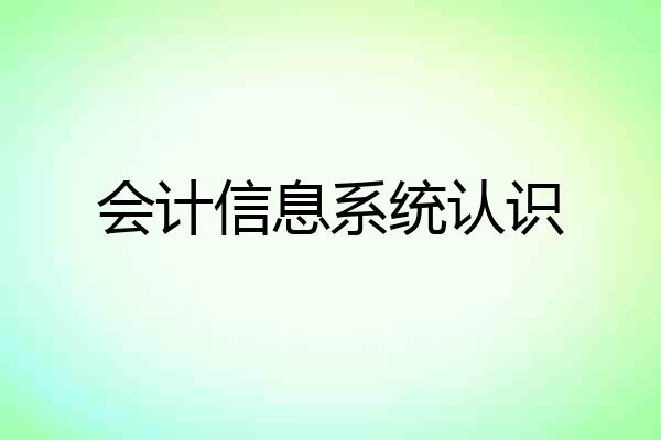 会计信息系统认识