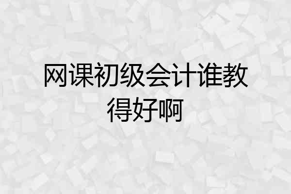 网课初级会计谁教得好啊