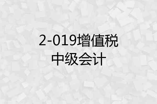 2-019增值税中级会计