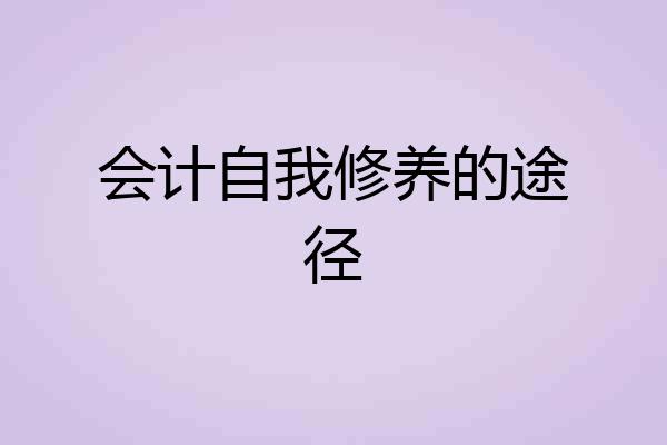 会计自我修养的途径