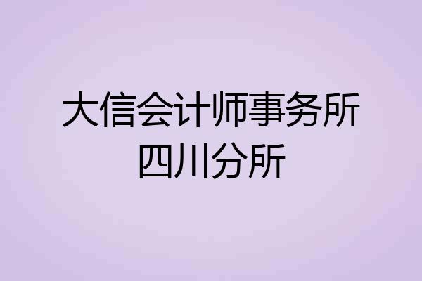 大信会计师事务所四川分所